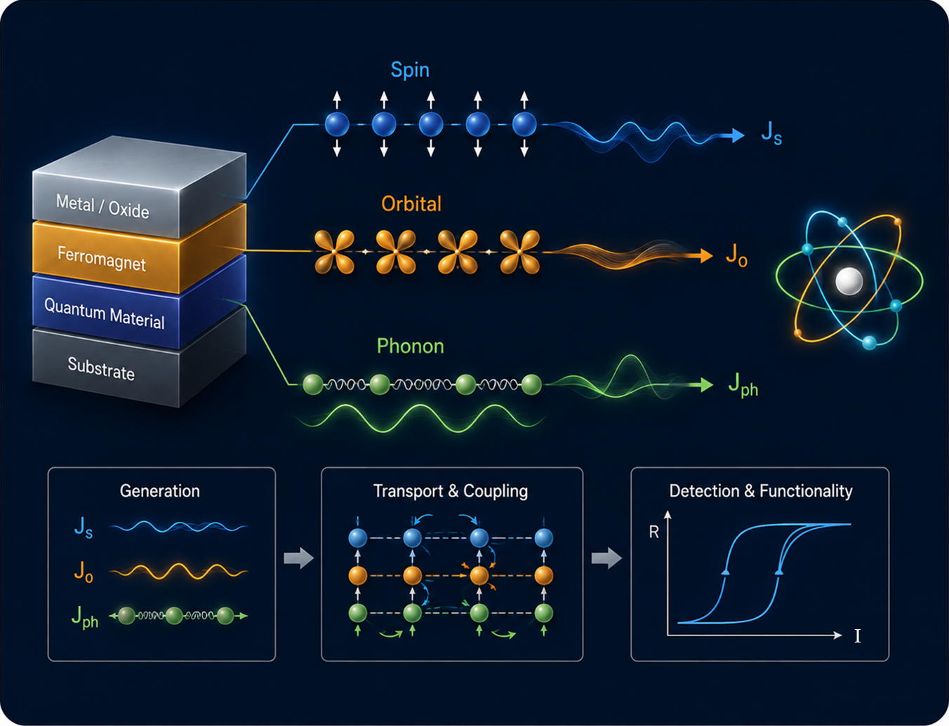Spin, orbital and phonon transport for nanoelectronics
